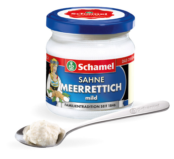 Sahne Meerrettich mild – 190g Glas – Schamel Meerrettich-Feinkost seit 1846